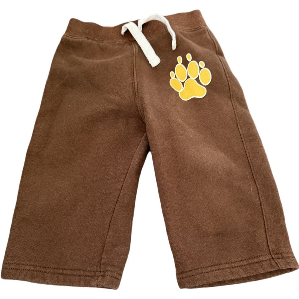 Vintage Y2K Baby 12M Brown Paw Print Wide Leg Sweatpants Retro 90s